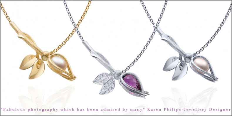 Part of the new collection of jewellery by Karen Phillips, Wild Rose White Gold Amethyst necklace