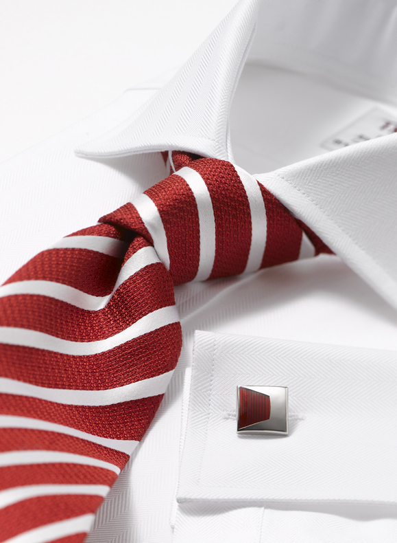 Still Life Photography-Detail of shirt,tie and cufflink for a leading London Shirt Maker for brochure
