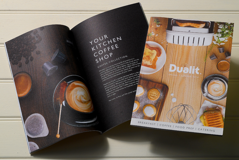A comprehensive colour brochure for Dualit, eighty pages packed with product photography and lifestyle photography. 