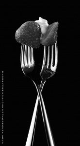 chrome- metal-forks- valentines day-couples- relationship-entwined-food photography